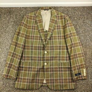 NWT Brooks Brothers Sport Coat Blazer Linen Silk Plaid Green 41R $448